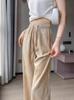 Pantalones de Hielo de Seda Anchos Pequeños para Mujer, Caída Suelta, Largo Corto, Estilo Delgado de Verano, 2025 Nuevos Pantalones Casuales de Pierna Recta Tie-Dye