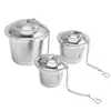 Filtro de Hojas de Té de Acero Inoxidable 304 con Cadena, Cesta Coladora de Especias, Separador de Residuos para Marinar Carne y Guisos, Gadget para Preparar Té para Personas Perezosas