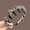 Diadema Pinza para el Cabello con Dientes de Cristal Azul, Diadema de Lujo de Alta Gama para Mujer, Diadema Elegante y de Moda para Niña