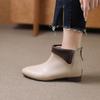 Botas cortas para mujer 2024, nuevas botas individuales de primavera y otoño, botas de estilo británico, botas de terciopelo de invierno, estilo coreano, punta puntiaguda, tacón bajo, botas pequeñas color piel.