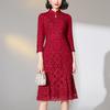 Shenzhen Elegante Banquete de Boda Suegra Suegra Vestido de Madre Vestido de Verano para Mujer de Malla Bordada Talla Grande Dropshipping
