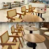 Mesa de Comedor Marrón Retro Silla Suave Mesa y Silla de Contrachapado para el Hogar Restaurante Mesa Simple Moderna para Tienda de Té con Leche Cafetería