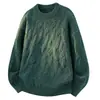 Outono Inverno 2026 Masculino Gola Redonda Tricô Trançado Suéter Retrô Torcido Grosso Solto Tricô Multicolorido Camada Base