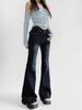 Jeans Lavados Nostálgicos Micro-La Nuevos de Primavera 2024 para Mujer Estilo Spice Girls con Forro de Polar Cintura en V Ajustados Elásticos