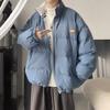 Ropa Gruesa Acolchada de Algodón de Terciopelo de Cordero Otoño e Invierno 2022 Ropa para Hombre Marca Trendy de Alta Calle Estilo Harajuku Holgado Ropa para Pareja para Hombre Abrigo Acolchado con Cuello Acolchado