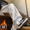 Calças de moletom casuais pesadas forradas de lã para homens de outono e inverno retrô americano calças de pernas largas jovens drape calças esportivas