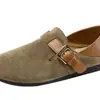 Marca Bai Zhen He talla rota suela blanda Birkenstock modelo 2026 pantuflas pedal de pie punta redonda zapatos individuales zapatos planos Birkenstock talla grande frijol