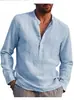 Outono 2026 Comércio Exterior AliExpress Wish Amazon Mais Vendido Camisa Casual de Praia Masculina Manga Longa Gola V Roupa Masculina