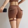 Shorts de Yoga Estilo Europeu e Americano para Trabalho, Justos e Sexy com Argolas nas Pernas, Shorts Quentes Esportivos Levanta Bumbum Pêssego, Novo Modelo 2026 para Maratona