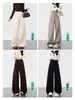 Calça Feminina de Lã Wide Leg, Textura de Seda Amora, Cintura Alta, Caimento, Novidades Outono/Inverno 2026, Emagrecimento, Casual, Calça Reta