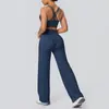 Conjunto de Sujetador Deportivo Sexy con Espalda Cruzada, Ropa de Yoga de Pierna Recta y Pierna Ancha de Cintura Alta, Ropa Exterior de Secado Rápido para Correr y Fitness