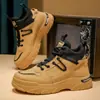 Otoño Hombre Nuevo Botas Martin de Caña Alta Botas de Trabajo Versátiles de Moda para Sitio de Construcción Antideslizantes Botines Casuales