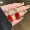 Pendientes Europeos y Americanos S926 de Plata, con Esmalte Coreano Irregular, Diseño Vintage de Nicho, Estilo Geométrico, Pendientes de Botón Versátiles