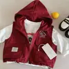 Jaqueta Colete sem Mangas com Capuz Infantil 2026 Outono Novo Estilo Coreano Meninos Meninas Casual Versátil Elegante Top