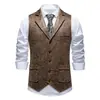 2026 Novo Colete Social Masculino da Amazon em Camurça Estampada Tamanho Europeu Moda Retrô Elegante Colete com Lapela