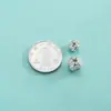 Cuentas Espaciadoras Mate Arenadas de Plata de Ley S925, Cuentas Redondas de Globo de Arena Brillantes, Cuentas Sueltas para Pulsera de Perlas de Cristal Hecha a Mano para Manualidades
