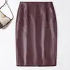 Falda de Cuero con Hebilla Vintage para Mujer, Otoño 2026 Nueva Falda de Cintura Alta Ajustada al Cuerpo que Resalta las Caderas, Falda Lápiz de Longitud Media Adelgazante