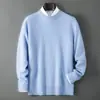 Suéter de Punto de Cuello Redondo 2025 para Hombre, Suéter de Lana Pura, Otoño e Invierno, Corte Holgado, Casual de Negocios, Nuevo Estilo para Hombres Jóvenes y de Edad Media