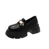 Zapatos casuales de cuero para mujer, versátiles, estilo británico retro, con plataforma gruesa, tipo slip-on, para combinar con faldas, tacón grueso, modelo nuevo primavera 2026