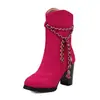 Sapatos Femininos Transfronteiriços Comércio Exterior Amazon Dropshipping Comércio Exterior Tamanho Grande Salto Grosso Botas Femininas Tiras Botas Curtas T703-10 Adulto