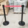 Poste de Conserje de Acero Inoxidable, Barrera Telescópica con Línea de Advertencia, Barrera de Aislamiento, Valla Barrera Móvil de Seguridad 5m
