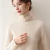 Suéter de tricô com gola alta, caimento justo e afina a silhueta, com gola de babados, feito de cashmere, para mulheres, novo estilo outono e inverno