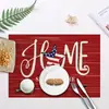 Tapete de Mesa Novo Dia da Independência 2025 Transfronteiriço Festival Americano Linho Estampado Decoração de Mesa Sala de Estar Mesa de Jantar Tapete de Isolamento Térmico