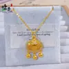 Loja de Ouro Mesmo Estilo Antigo Banhado a Ouro Diamante Incrustado Sino Cadeado da Longevidade Pingente Colar, Moda Feminina Versátil Corrente de Suéter