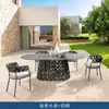 Mesa de Comedor de Pizarra para Villa al Aire Libre Nórdica y Combinación de Sillas Mesa y Sillas de Mimbre para Jardín y Patio de Ocio Silla de Mimbre Impermeable y Protectora del Sol