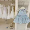 Ropa para Niñas Verano Nuevo Estilo Vestido sin Mangas Floral para Bebé Niña Moda Coreana para Niños Pequeños Vestido de Princesa con Cuello Halter