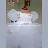 Vestido de Princesa para Niñas con Mangas Abullonadas Blancas y Falda de Malla Verano 2025 Nuevo Lazo Vestido de Princesa para Niños Vestido para Bebé de Un Año
