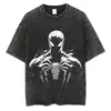 [Lavado Transfronterizo] Camiseta Retro de Algodón Lavada de Superhéroe Marvel Spider-Man Vengadores Hip-Hop Street para Hombres y Mujeres
