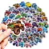 56 Pegatinas Coloridas de Camiones Monstruo con Formas Exageradas y Colores Contrastantes, Modernas y Geniales, Pegatinas Personalizadas para Decorar Patinetas y Cuadernos