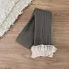 Leggings Térmicos Infantis 2026 Outono/Inverno Novo Estilo Pelúcia Plus Riscado Renda de Menina Calça de Nove Pontos Listra Vertical Veludo Fino Meia-calça Quente