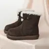Botas de gamuza para mujer, nuevas de invierno 2026, a la moda y versátiles, con punta redonda, diseño reversible y forro de algodón con suela gruesa