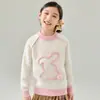 Suéter de Lana de Puntos de Colores para Niños, Nuevo Suéter Pulóver de Cuello Redondo Otoño/Invierno para Niños y Niñas, Capa Base de Punto Patchwork de Conejo Hecha a Mano