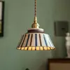 Luminária de pingente de flor de cerâmica estilo medieval para mesa de cabeceira, luminária vintage francesa para sala de jantar, luz estética estilo Song para corredor de entrada e sala de jantar