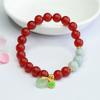 Pulseira de Ágata Vermelha Guan Yu Pulseira de Jade Jadeíta Calcedônia Joalheria Tendência Nacional Fábrica Atacado e Entrega S4032003