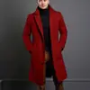 Novo Casaco de Lã Masculino para Comércio Exterior, Estilo Coreano, Cor Sólida, Casual, Comprimento Médio, Gabardine de Botão Único