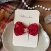 Novo Estilo Coreano Doce Tecido Vermelho Grampo de Cabelo Infantil Feito à Mão Laço Lateral Franja Grampo de Cabelo Acessórios de Cabelo para Mulheres