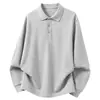 Camisa Polo de Manga Larga Suelta para Hombre Tendencia Otoño 2026 Camiseta Camiseta Cuello Solapa Capa Base Sudadera Talla Grande Ropa de Hombre
