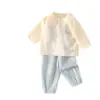 Set de Muselina para Bebé, Ropa de Casa para Bebé, Conjunto de Camiseta de Manga Larga de Doble Capa de Algodón Puro y Pantalones, Ropa de Verano con Aire Acondicionado para Niños y Niñas