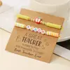Presente de Dia do Professor Transfronteiriço Pulseira de Argila Macia Maçã Vermelha com Letras Coloridas em Inglês, Estilo Fresco e Simples para a Temporada de Volta às Aulas