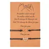 Pulsera de tarjeta ajustable tejida con hilo de cera de color mixto oro y plata, sol y luna, para pareja, para amigo