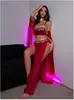 Comercio exterior transfronterizo europeo y americano nuevo lencería sexy para mujer con decoración de cadena de borlas de diamantes de imitación disfraz de baile de salón conjunto sexy
