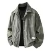Jaqueta de Veludo Cotelê para Homens, Tamanho Grande, Estilo Novo, Oversized, Caimento Solto, Jaqueta Plus Size, Gola Reversível, Jaqueta de Marca Tendência