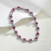 Pulsera de Cristal Puntiagudo Rojo Corindón Azul Estilo Europeo y Americano Transfronterizo Douyin con Circonias de Diamante Completo Pulsera de Moda que Combina con Todo Pulsera Ajustable