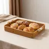 Cesta de Mimbre Sintético para Pan Estilo Japonés Bandeja de Frutas Almacenamiento en Casa Cesta de Pan Exhibición en Sala de Estar Cesta de Almacenamiento Tejida Cesta de Picnic