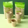 Copo de papel de fibra de bambu descartável doméstico espessado para leite de soja café boutique copo de papel escritório comercial copo para beber chá