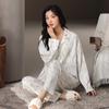 Pijama de algodón de manga larga para mujer, cárdigan floral de algodón, ropa de abrigo para mujer, ropa de hogar transfronteriza, primavera y otoño de 2025